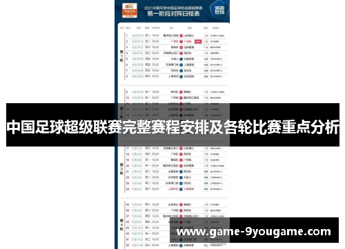 中国足球超级联赛完整赛程安排及各轮比赛重点分析