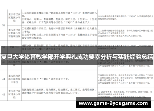 复旦大学体育教学部开学典礼成功要素分析与实践经验总结